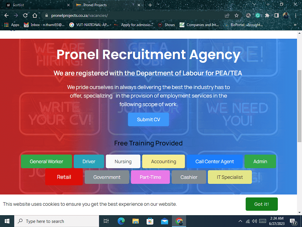 PRONEL PROJECTS RECRUITMENT AGANCY cover