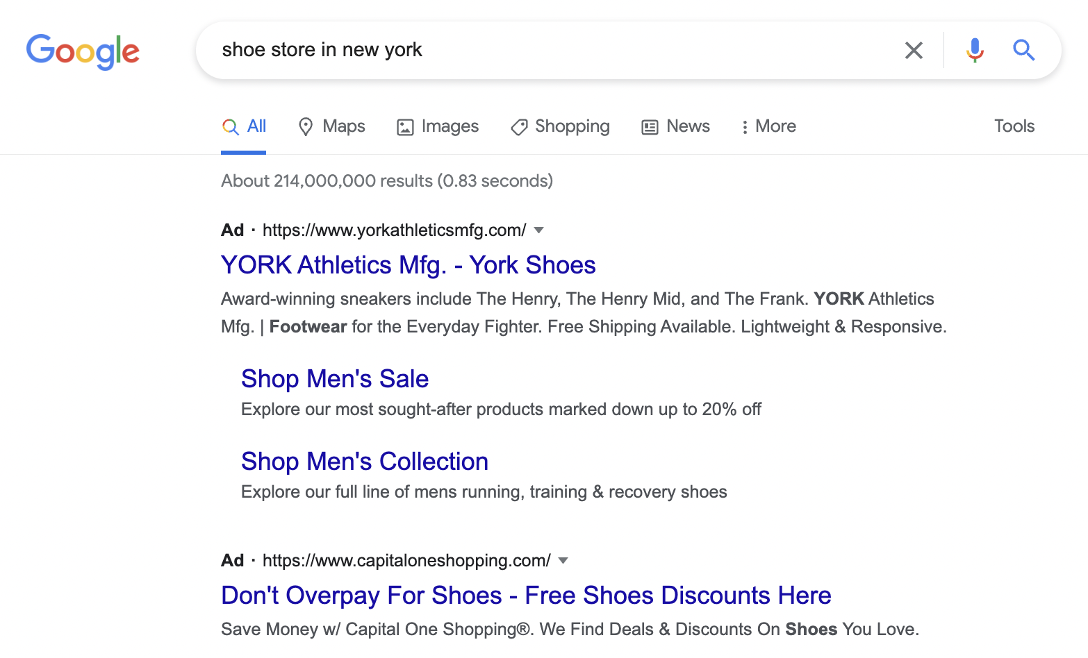 shoe store ads from google ads