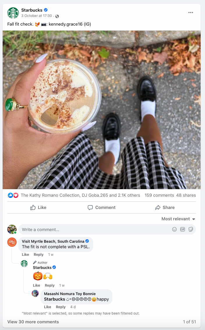 Starbucks user generated content interactive posts