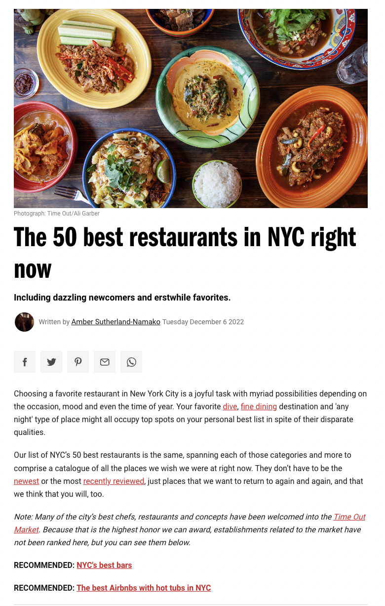 nyc restaurants content