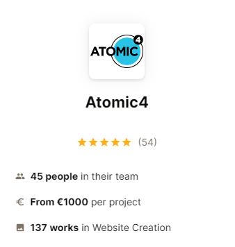 Atomic4 is a Spanish agency that specializes in digital strategy and growth hacking. The agency was founded more than 15 years ago and has done more than 100 projects with Sortlist.