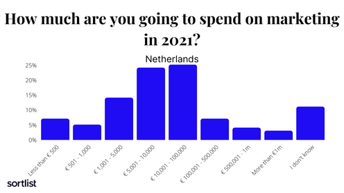 How much money are Dutch companies spending on their marketing budget in 2021