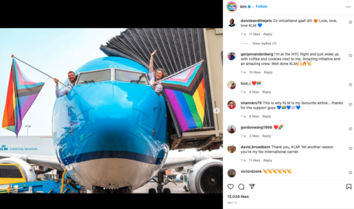 screenshot of KLM instagram post about social movement