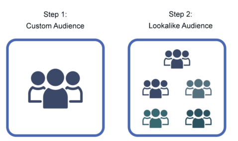 graphic comparing custom audience to lookalike audience